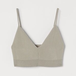 Rib Knit Crop Top in Taupe